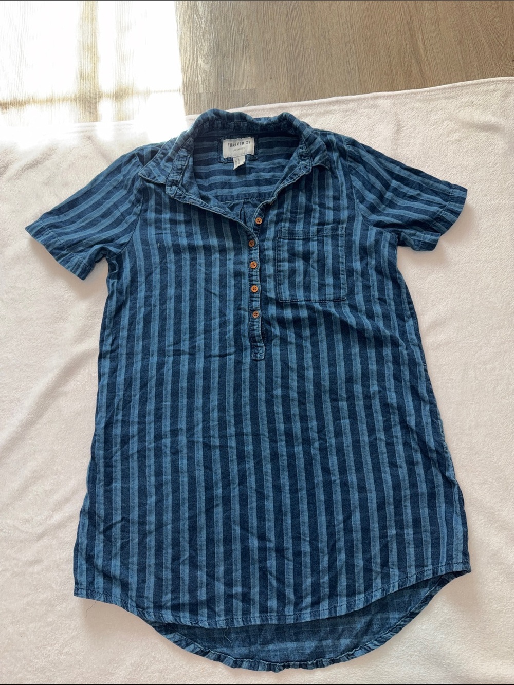Forever 21 Navy and Indigo Women’s Striped Button-Up dress